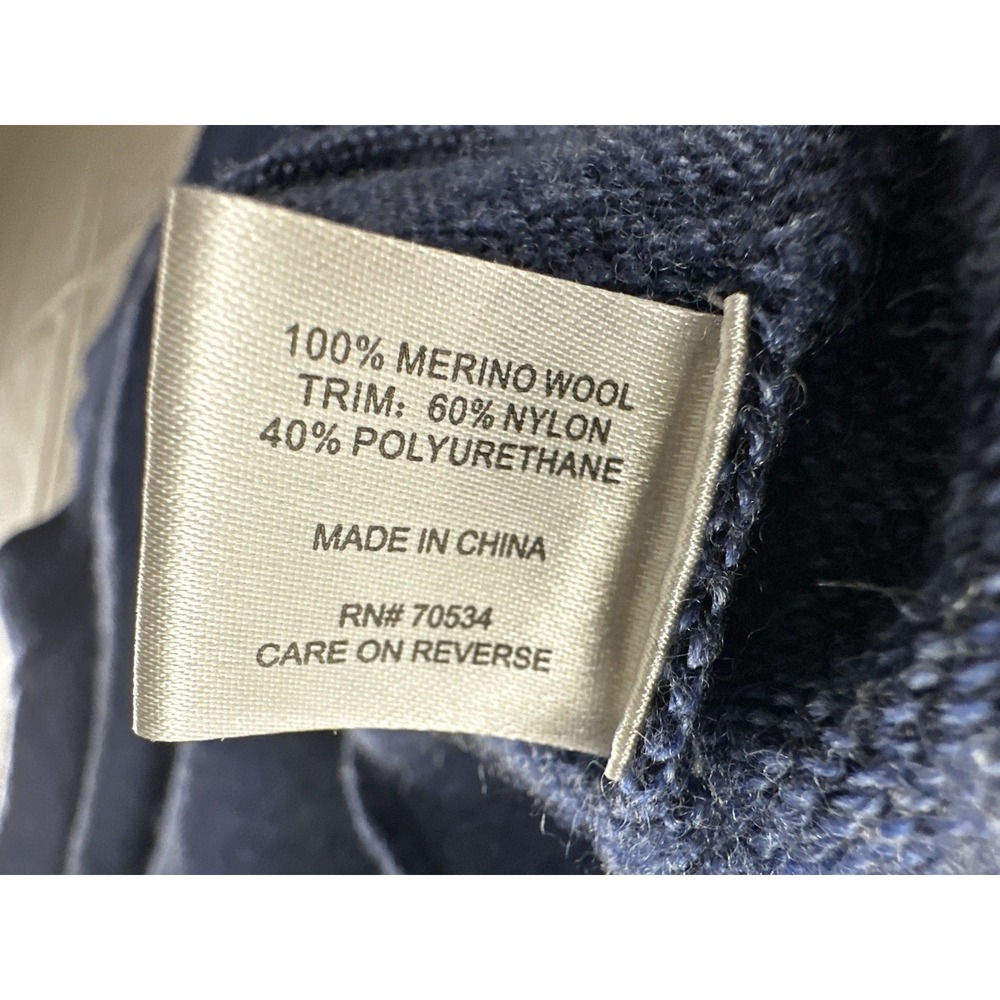 Orvis Merino Wool Sweater Mens Large Navy Blue Mock Neck Pullover - Picture 13 of 14